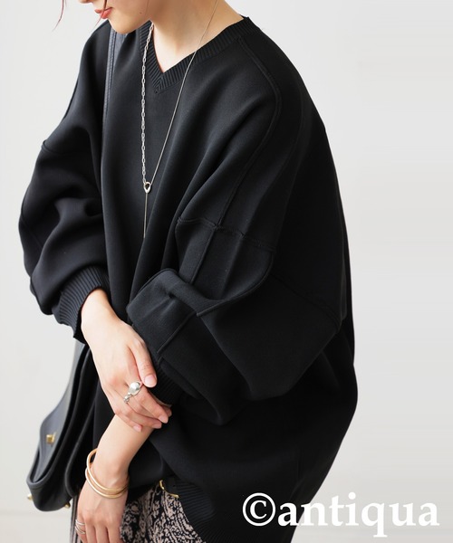 antiqua（アンティカ）の「スポンジニット（ニット/セーター・レディース・ブラック/ブルー/ベージュ/レッド・ONESIZE）」の8枚目の写真