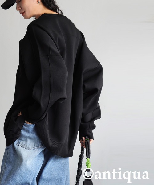 antiqua（アンティカ）の「スポンジニット（ニット/セーター・レディース・ブラック/ブルー/ベージュ/レッド・ONESIZE）」の12枚目の写真
