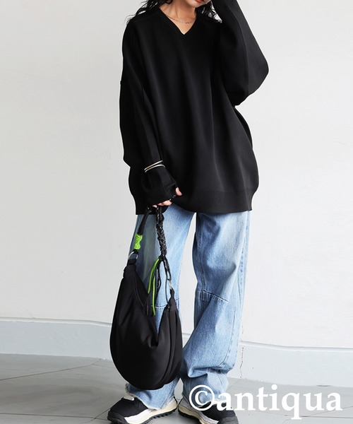 antiqua（アンティカ）の「スポンジニット（ニット/セーター・レディース・ブラック/ブルー/ベージュ/レッド・ONESIZE）」の14枚目の写真