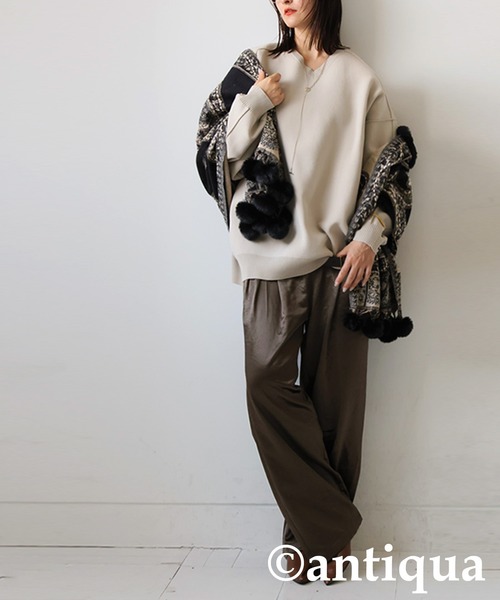 antiqua（アンティカ）の「スポンジニット（ニット/セーター・レディース・ブラック/ブルー/ベージュ/レッド・ONESIZE）」の18枚目の写真