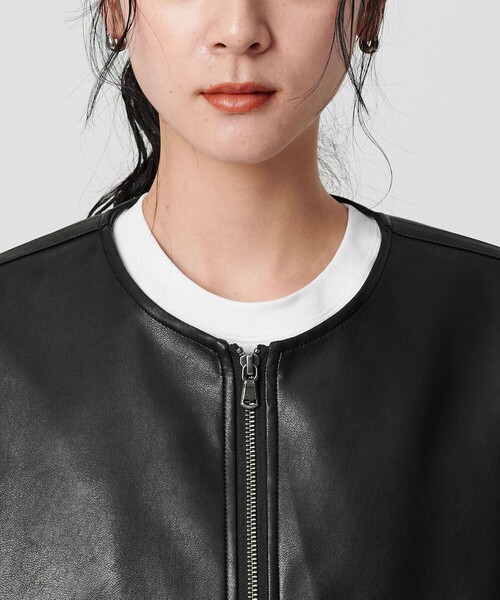 BEAUTY&YOUTH UNITED ARROWS(ビューティーアンドユースユナイテッドアローズ)の「【WEB限定】レザーライク 2WAYブルゾン(ブルゾン・レディース・ダークブラウン/ブラック・FREE)」の12枚目の写真