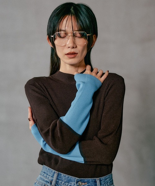 LEPSIM（レプシィム）の「12ゲージ袖配色プルオーバー2 497490（ニット