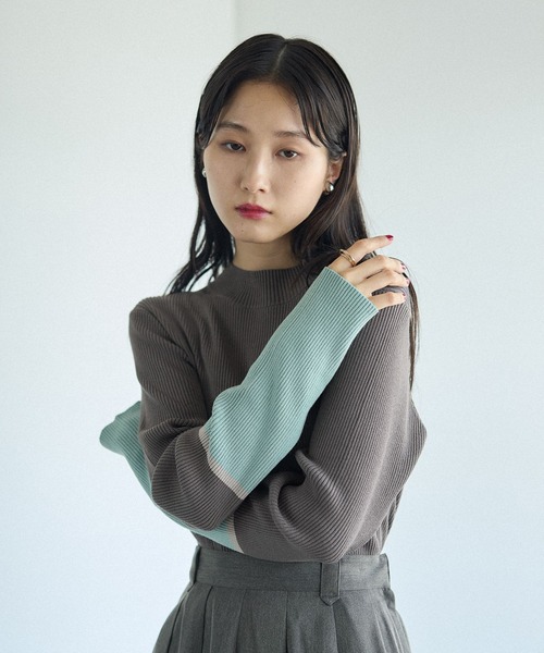 LEPSIM（レプシィム）の「12ゲージ袖配色プルオーバー2 497490（ニット