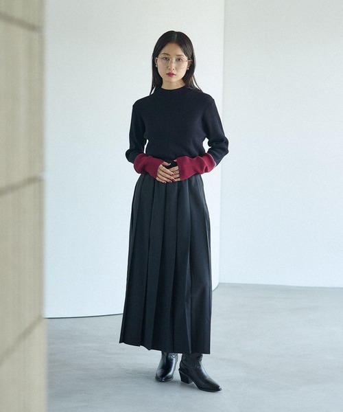 LEPSIM（レプシィム）の「12ゲージ袖配色プルオーバー2　497490（ニット/セーター・レディース・グレー×サックスブルー/グレー×ピンク/ホワイト×レッド/ブラック×レッド/ブラック×グリーン/ブラック×イエロー/ブラウン系その他・FREE）」の12枚目の写真