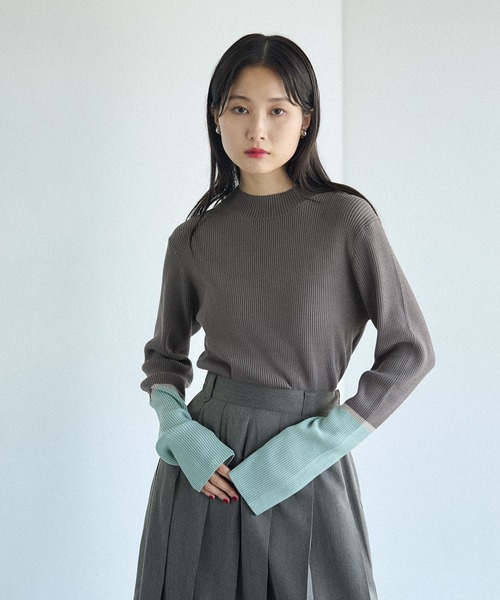 セール】12ゲージ袖配色プルオーバー2 497490（ニット/セーター