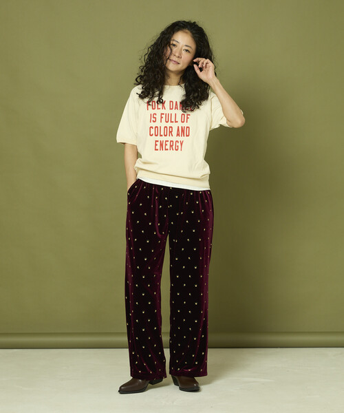 Freada（フリーダ）の「Freada/フリーダ 小花刺繍 ベロアパンツ（その他パンツ・レディース・ブラック/ワインレッド・ONE SIZE）」の22枚目の写真