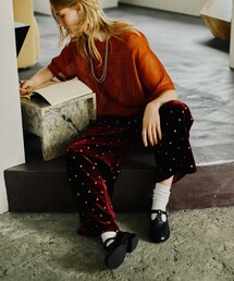Ballsey ボールジィ　ベロア調パンツ　ベルベット　ワインレッド　えんじ パンツ（レッド/赤色系・ベロア）ファッション通販 - ZOZOTOWN