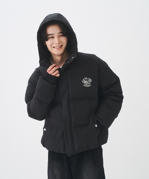 セール】ボリューム中綿フードスタンドネックブルゾン（ダウン