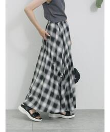 Samansa Mos2 blue | オンブレチェックドロストギャザースカート(スカート)
