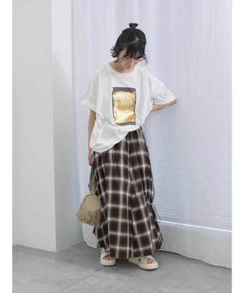 Samansa Mos2 blue（サマンサモスモスブルー）の「オンブレチェックドロストギャザースカート（スカート・レディース・ブラウン/ネイビー/ブラック・F）」の8枚目の写真