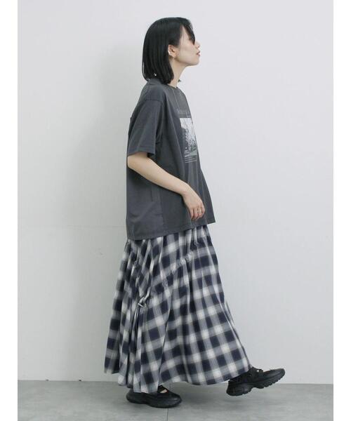 Samansa Mos2 blue（サマンサモスモスブルー）の「オンブレチェックドロストギャザースカート（スカート・レディース・ブラウン/ネイビー/ブラック・F）」の18枚目の写真