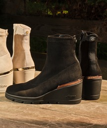 +diana プラスダイアナ ショート丈ブーツ Mサイズ プラスダイアナ ＋diana リブニットショートブーツ （黒人工スムース