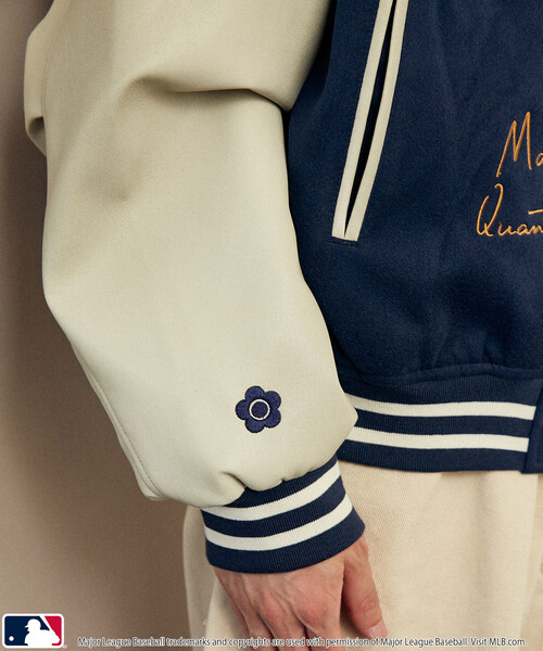 MLBパッチ付きネイビー スタジャン Genuine GENUINE MERCHANDISE MLB JH DESIGN ALL OVER PATCH