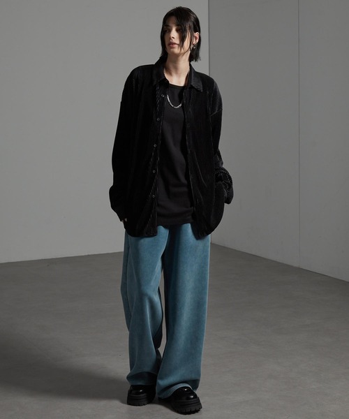 CIYOT（シヨウト）の「【CIYOT-シヨウト-】ヴィンテージ加工ケミカルウォッシュ ドローコード ワイドストレート ダンボールスウェットパンツ【セットアップ対応】（スウェットパンツ・メンズ・ブルー系/ブラウン/ボルドー/グレー/ブラック・S/M/L）」の7枚目の写真