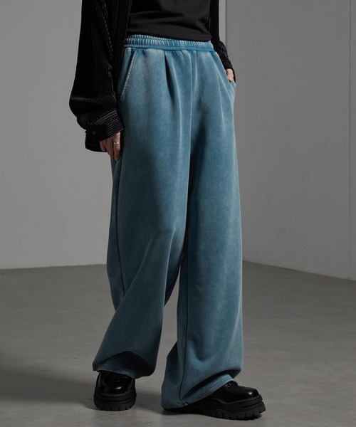 CIYOT（シヨウト）の「【CIYOT-シヨウト-】ヴィンテージ加工ケミカルウォッシュ ドローコード ワイドストレート ダンボールスウェットパンツ【セットアップ対応】（スウェットパンツ・メンズ・ブルー系/ブラウン/ボルドー/グレー/ブラック・S/M/L）」の8枚目の写真