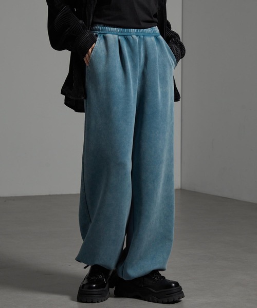 CIYOT（シヨウト）の「【CIYOT-シヨウト-】ヴィンテージ加工ケミカルウォッシュ ドローコード ワイドストレート ダンボールスウェットパンツ【セットアップ対応】（スウェットパンツ・メンズ・ブルー系/ブラウン/ボルドー/グレー/ブラック・S/M/L）」の9枚目の写真