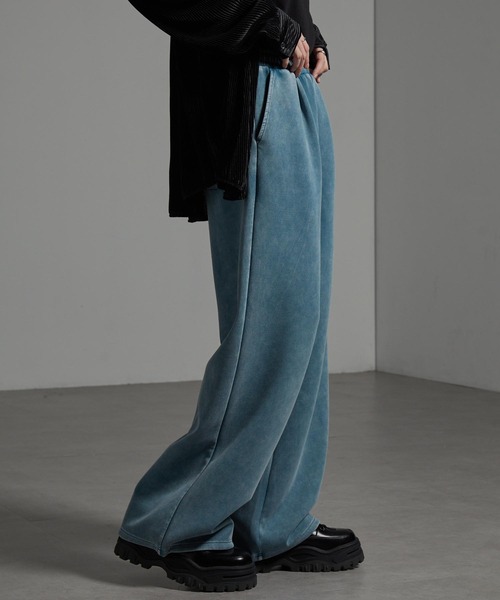 CIYOT（シヨウト）の「【CIYOT-シヨウト-】ヴィンテージ加工ケミカルウォッシュ ドローコード ワイドストレート ダンボールスウェットパンツ【セットアップ対応】（スウェットパンツ・メンズ・ブルー系/ブラウン/ボルドー/グレー/ブラック・S/M/L）」の10枚目の写真