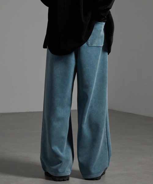 CIYOT（シヨウト）の「【CIYOT-シヨウト-】ヴィンテージ加工ケミカルウォッシュ ドローコード ワイドストレート ダンボールスウェットパンツ【セットアップ対応】（スウェットパンツ・メンズ・ブルー系/ブラウン/ボルドー/グレー/ブラック・S/M/L）」の11枚目の写真