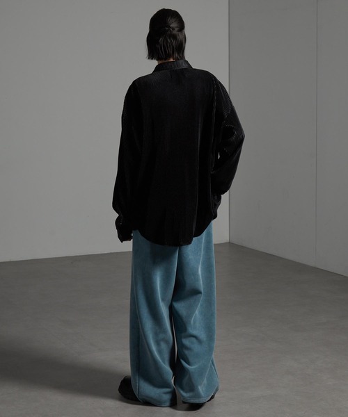 CIYOT（シヨウト）の「【CIYOT-シヨウト-】ヴィンテージ加工ケミカルウォッシュ ドローコード ワイドストレート ダンボールスウェットパンツ【セットアップ対応】（スウェットパンツ・メンズ・ブルー系/ブラウン/ボルドー/グレー/ブラック・S/M/L）」の14枚目の写真