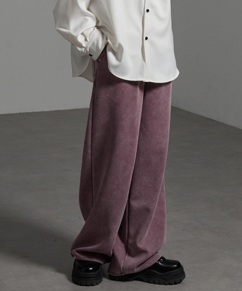 CIYOT（シヨウト）の「【CIYOT-シヨウト-】ヴィンテージ加工ケミカルウォッシュ ドローコード ワイドストレート ダンボールスウェットパンツ【セットアップ対応】（スウェットパンツ・メンズ・ブルー系/ブラウン/ボルドー/グレー/ブラック・S/M/L）」の15枚目の写真