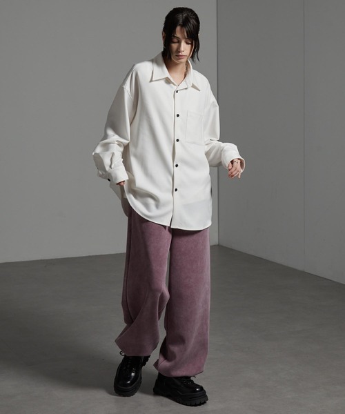 CIYOT（シヨウト）の「【CIYOT-シヨウト-】ヴィンテージ加工ケミカルウォッシュ ドローコード ワイドストレート ダンボールスウェットパンツ【セットアップ対応】（スウェットパンツ・メンズ・ブルー系/ブラウン/ボルドー/グレー/ブラック・S/M/L）」の18枚目の写真