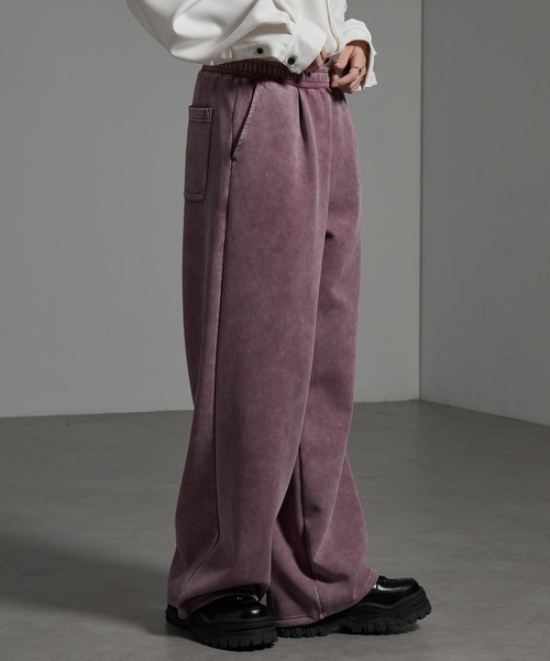 CIYOT（シヨウト）の「【CIYOT-シヨウト-】ヴィンテージ加工ケミカルウォッシュ ドローコード ワイドストレート ダンボールスウェットパンツ【セットアップ対応】（スウェットパンツ・メンズ・ブルー系/ブラウン/ボルドー/グレー/ブラック・S/M/L）」の21枚目の写真