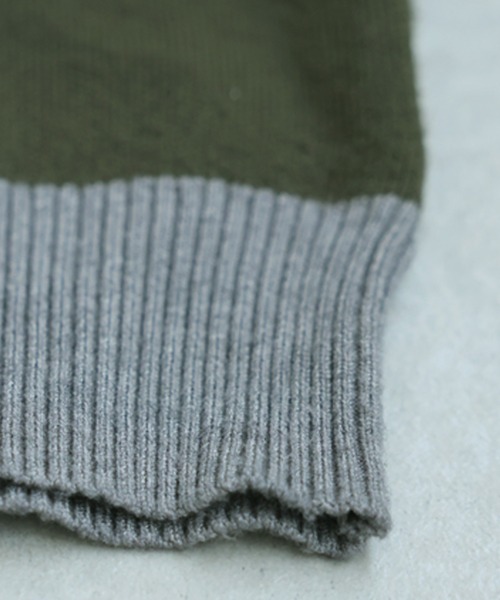 antiqua（アンティカ）の「配色ラインニット（ニット/セーター・レディース・ネイビー/ブラック/カーキ・ONESIZE）」の7枚目の写真
