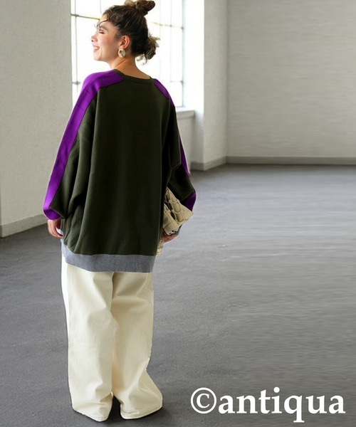 antiqua（アンティカ）の「配色ラインニット（ニット/セーター・レディース・ネイビー/ブラック/カーキ・ONESIZE）」の22枚目の写真