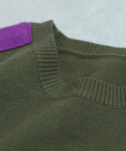 antiqua（アンティカ）の「配色ラインニット（ニット/セーター・レディース・ネイビー/ブラック/カーキ・ONESIZE）」の5枚目の写真
