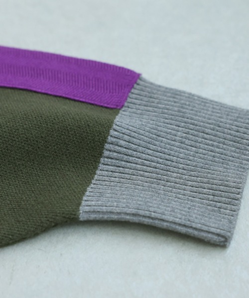 antiqua（アンティカ）の「配色ラインニット（ニット/セーター・レディース・ネイビー/ブラック/カーキ・ONESIZE）」の6枚目の写真