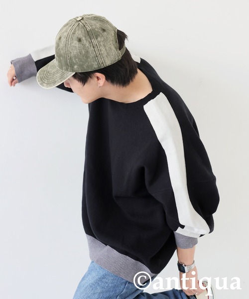 antiqua（アンティカ）の「配色ラインニット（ニット/セーター・レディース・ネイビー/ブラック/カーキ・ONESIZE）」の17枚目の写真