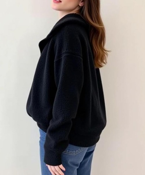 cammie(キャミー)の「ジップリブニットカーディガン(ニット/セーター・レディース・ベージュ/ダークグレー/アイボリー/グレー/ワイン/ブラック・F)」の14枚目の写真