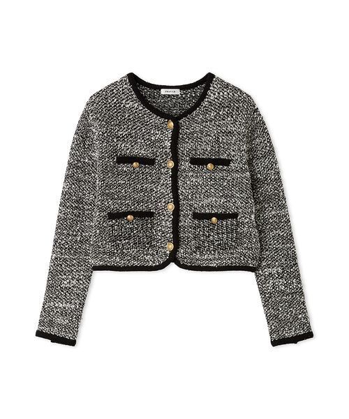 FRAY I.D フレイアイディー★新品未使用タグ付 デザインボレロカーディガン ミックスツイードニットカーディガン（カーディガン/ボレロ）｜FRAY