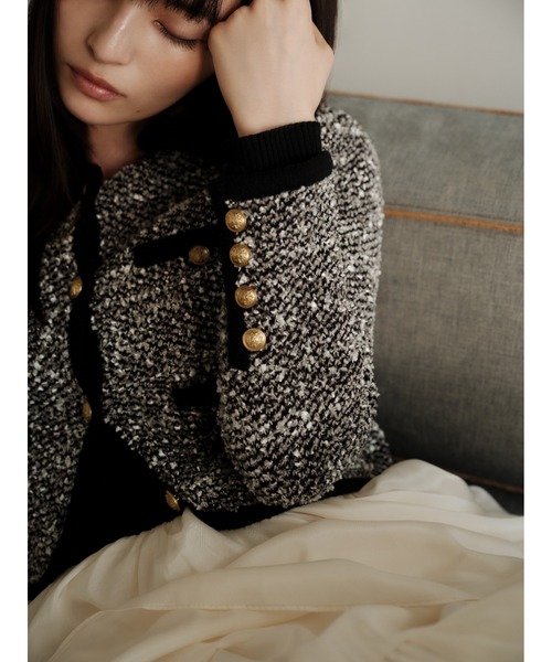 ツイードニットカーディガン　フレイアイディー FRAY I.D（フレイアイディー）の「ツイードニットカーディガン