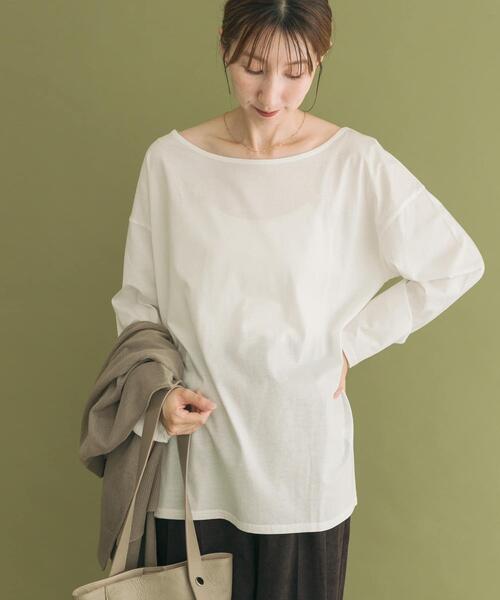 ITEMS URBANRESEARCH（アイテムズ アーバンリサーチ）の「シルケットロングスリーブTシャツ（Tシャツ/カットソー・レディース・ブラック/ホワイト系その他/ホワイト・FREE）」の16枚目の写真