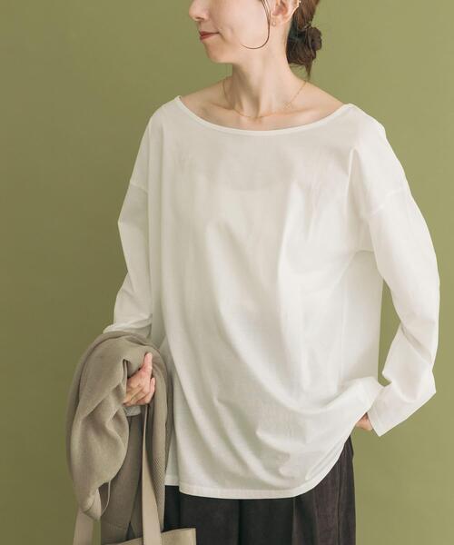 ITEMS URBANRESEARCH（アイテムズ アーバンリサーチ）の「シルケットロングスリーブTシャツ（Tシャツ/カットソー・レディース・ブラック/ホワイト系その他/ホワイト・FREE）」の15枚目の写真