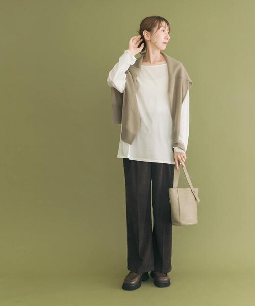 ITEMS URBANRESEARCH（アイテムズ アーバンリサーチ）の「シルケットロングスリーブTシャツ（Tシャツ/カットソー・レディース・ブラック/ホワイト系その他/ホワイト・FREE）」の14枚目の写真