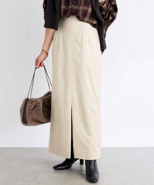 RIVE DROITE（リヴドロワ）の「【すっきり見えが叶う】ブラッシュドクロスIラインスカート（スカート・レディース・ブラウン/ピンク/ライトベージュ・38/36）」の3枚目の写真