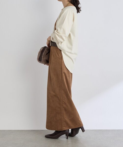 RIVE DROITE（リヴドロワ）の「【すっきり見えが叶う】ブラッシュドクロスIラインスカート（スカート・レディース・ブラウン/ピンク/ライトベージュ・38/36）」の14枚目の写真