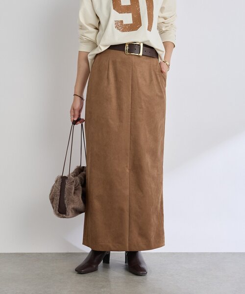 RIVE DROITE（リヴドロワ）の「【すっきり見えが叶う】ブラッシュドクロスIラインスカート（スカート・レディース・ブラウン/ピンク/ライトベージュ・38/36）」の16枚目の写真