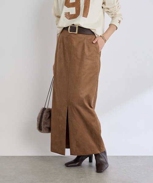 RIVE DROITE（リヴドロワ）の「【すっきり見えが叶う】ブラッシュドクロスIラインスカート（スカート・レディース・ブラウン/ピンク/ライトベージュ・38/36）」の17枚目の写真