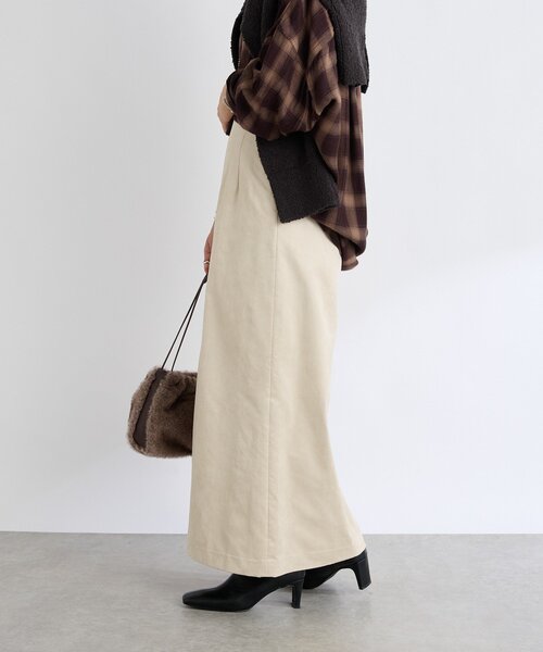 RIVE DROITE（リヴドロワ）の「【すっきり見えが叶う】ブラッシュドクロスIラインスカート（スカート・レディース・ブラウン/ピンク/ライトベージュ・38/36）」の9枚目の写真