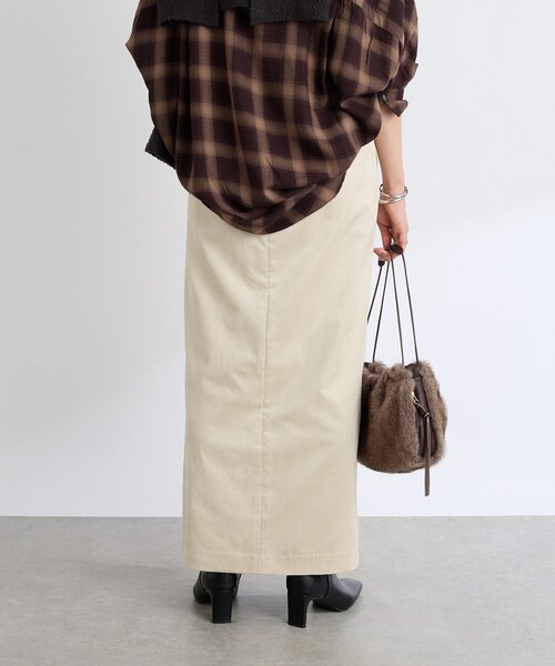 RIVE DROITE（リヴドロワ）の「【すっきり見えが叶う】ブラッシュドクロスIラインスカート（スカート・レディース・ブラウン/ピンク/ライトベージュ・38/36）」の10枚目の写真