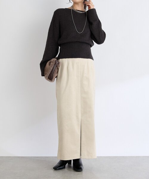 RIVE DROITE（リヴドロワ）の「【すっきり見えが叶う】ブラッシュドクロスIラインスカート（スカート・レディース・ブラウン/ピンク/ライトベージュ・38/36）」の11枚目の写真