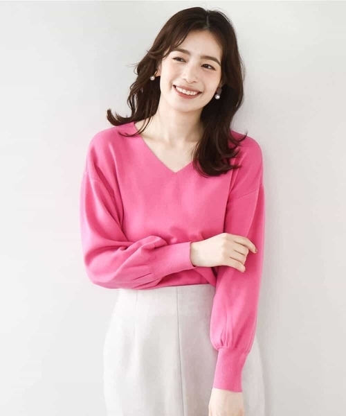 OFUON le MK（オフオンルエムケー）の「【2025AW】ベーシックVネックニット/洗える/WEB限定サイズあり（ニット/セーター・レディース・ライトグリーン/ホワイト/ラベンダー/ネイビー系/ブラック/ブルー/ベージュ/ピンク・38/36）」の13枚目の写真