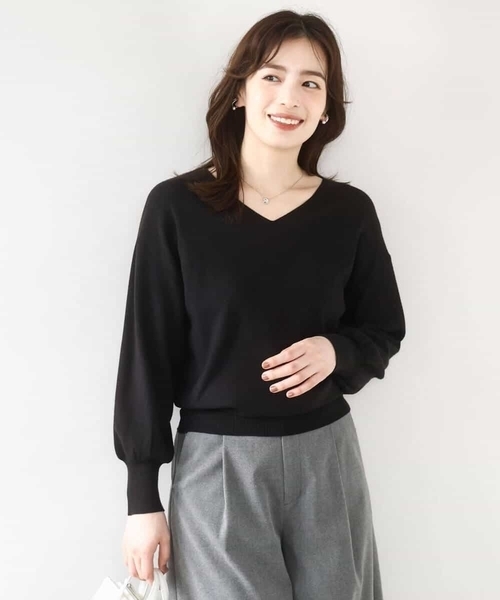 OFUON le MK（オフオンルエムケー）の「【2025AW】ベーシックVネックニット/洗える/WEB限定サイズあり（ニット/セーター・レディース・ライトグリーン/ホワイト/ラベンダー/ネイビー系/ブラック/ブルー/ベージュ/ピンク・38/36）」の17枚目の写真