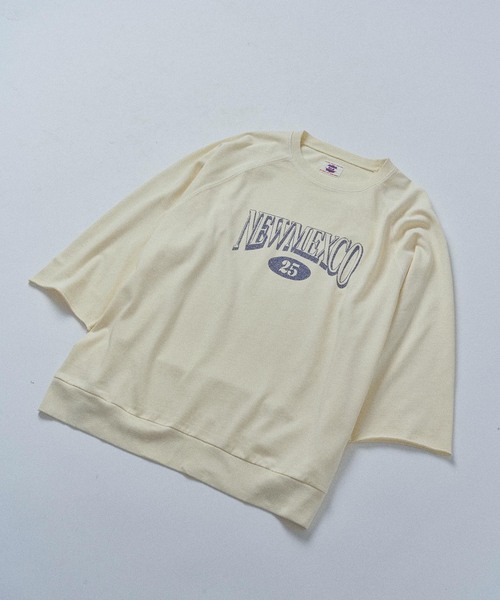 B.C STOCK（ベーセーストック）の「【GOOD OLD SHOP】ヴィンテージ加工 ラグランTシャツ 7分袖（Tシャツ/カットソー・メンズ・アイボリー/チャコールグレー/ブラック/ピンク/ネイビー・FREE）」の2枚目の写真