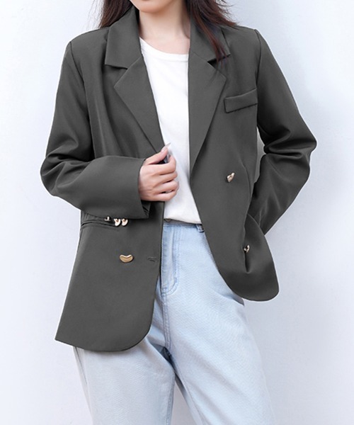 Miniministore(ミニミニストア)の「テーラードジャケットレディース アウター(テーラードジャケット・レディース・アイボリー/ブラック/ブラウン/ダークグレー・L/M)」の13枚目の写真