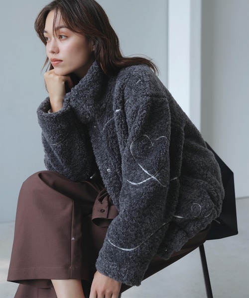 VIS（ビス）の「ジャガードボアブルゾン（ブルゾン・レディース・グレー/オフホワイト・FREE）」の9枚目の写真