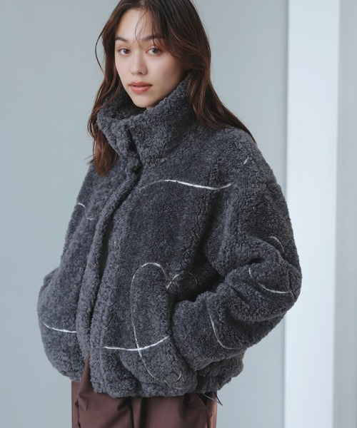 VIS（ビス）の「ジャガードボアブルゾン（ブルゾン・レディース・グレー/オフホワイト・FREE）」の11枚目の写真